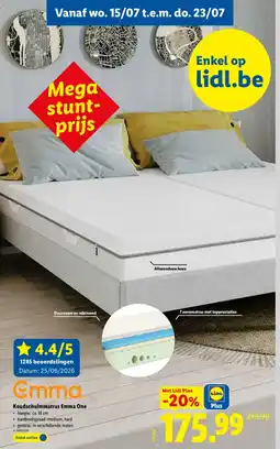 Lidl Koudschuimmatras Emma One aanbieding