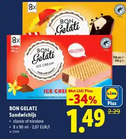 Lidl Bon Gelati Sandwichijs aanbieding