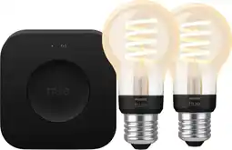 Coolblue Philips Hue Filament White Ambiance Standard Lot de 2 + Bridge Pro aanbieding