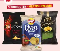 Delhaize Lay's sensations, lay's oven baked, and lay's gourmet aanbieding