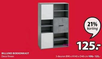 Jysk Billund boekenkast 3 deuren aanbieding