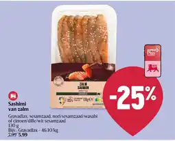 Delhaize Sashimi van zalm aanbieding