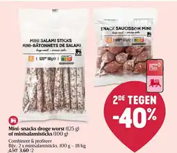 Delhaize Mini-snacks droge worst of minisalamisticks aanbieding