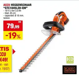 Hubo Accu heggenschaar "gtc1845l20-qw" aanbieding