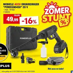 Hubo Mobiele accu drukreiniger "powxg90450" 20 v aanbieding