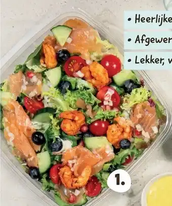Bon Ap Salade met scampi, gerookte zalm en fruit aanbieding