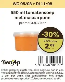 Bon Ap Tomatensoep met mascarpone aanbieding