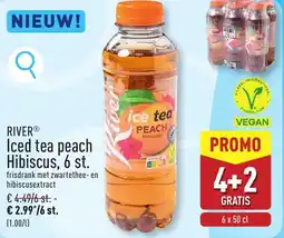 ALDI River® iced tea peach hibiscus, 6 st. aanbieding