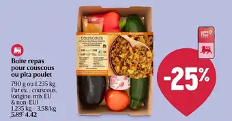 Boîte repas pour couscous ou pita poulet