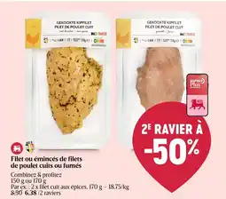 AD Delhaize Filet ou émincés de filets de poulet cuits ou fumés aanbieding