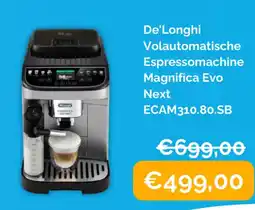 Krëfel De'longhi volautomatische espressomachine magnifica evo next ecam 310.80.sb aanbieding