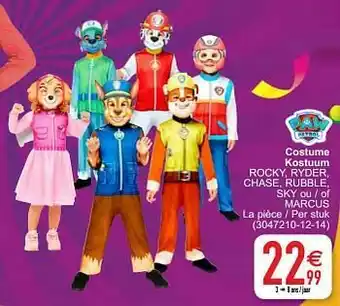 Cora Costume kostuum rocky, ryder, chase, rubble, sky ou - of marcus aanbieding