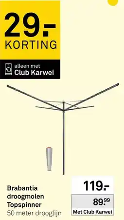 Karwei Brabantia droogmolen Topspinner aanbieding