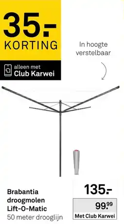Karwei Brabantia droogmolen Lift-O-Matic aanbieding