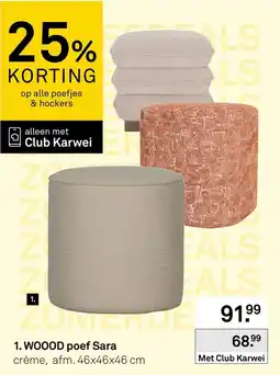 Karwei Wood poef Sara aanbieding