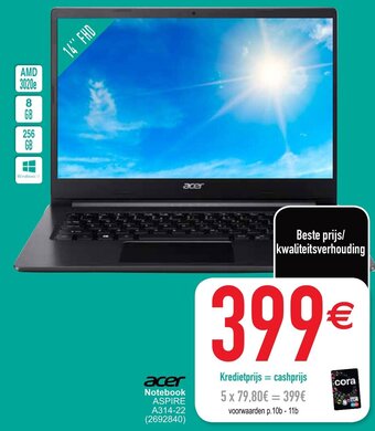 Cora Notebook ASPIRE aanbieding