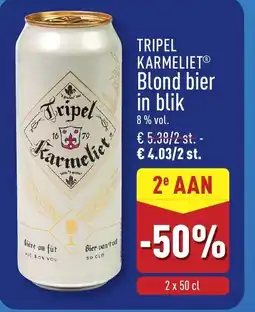 ALDI Tripel karmelietⓡ blond bier in blik aanbieding