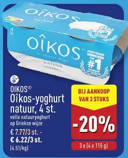 ALDI Oikos® oîkos-yoghurt natuur, 4 st. aanbieding