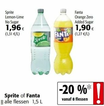 Colruyt Sprite lemon-lime no sugar aanbieding