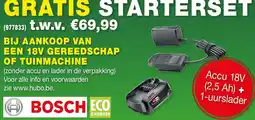 Hubo BIJ AANKOOP VAN EEN 18V GEREEDSCHAP OF TUINMACHINE aanbieding