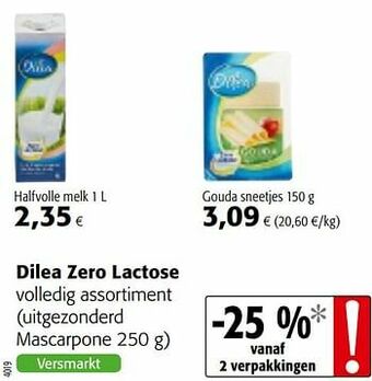 Colruyt Dilea zero lactose volledig assortiment aanbieding