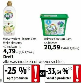 Colruyt Dreft alle wasmiddelen of wasverzachters aanbieding