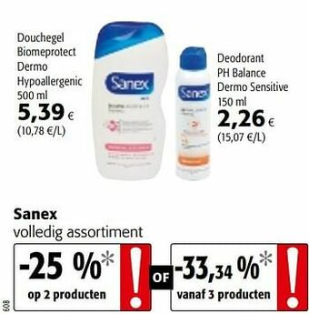 Colruyt Sanex volledig assortiment aanbieding