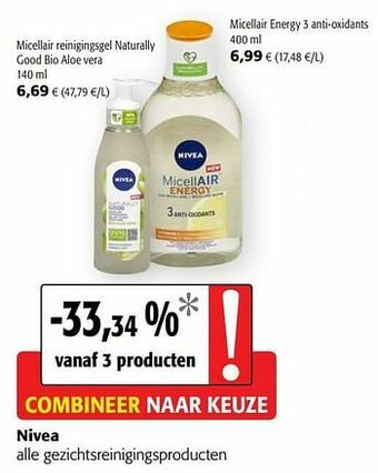 Colruyt Nivea alle gezichtsreinigingsproducten aanbieding
