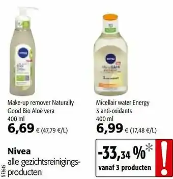 Colruyt Nivea alle gezichtsreinigingsproducten aanbieding