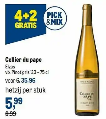 Makro Cellier du pape elzas pinot gris `20 aanbieding