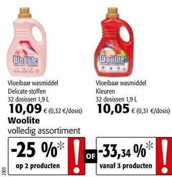 Colruyt Woolite volledig assortiment aanbieding