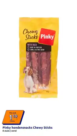 Action Pinky hondensnacks chewy sticks aanbieding