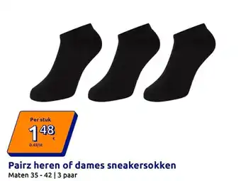 Action Pairz heren of dames sneakersokken aanbieding