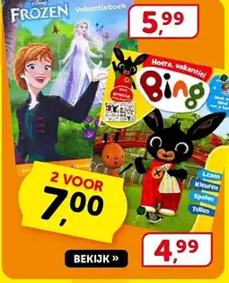 Boekenvoordeel Vakantieboek Frozen / Hoera vakantiel Bing aanbieding
