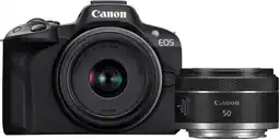 Coolblue Canon EOS R50 + RF-S 18-45mm f/4.5-6.3 IS STM + RF 50mm f/1.8 STM aanbieding