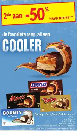 Intermarché Bounty, Mars, Twix, Snickers aanbieding