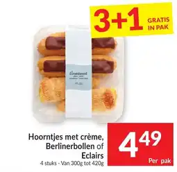 Intermarché Hoorntjes met crème, Berlinerbollen of Eclairs aanbieding