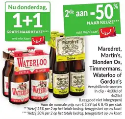 Intermarché Maredret, Martin's, Blonden Os, Timmermans, Waterloo of Gordon's aanbieding