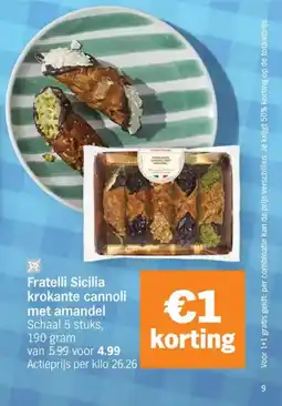 Albert Heijn Fratelli sicilia krokante cannoli met amandel aanbieding