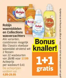 Albert Heijn Robijn wasmiddelen en collections wasverzachters aanbieding