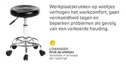 Brico LOWANDER Kruk op wieltjes aanbieding