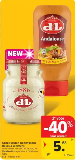 Carrefour Koude sauzen en mayonaise Devos & Lemmens aanbieding