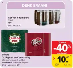 Carrefour Blikjes Dr. Pepper en Canada Dry aanbieding