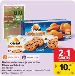 Carrefour Gluten- en lactosevrije producten Céréal en Schnitzer aanbieding