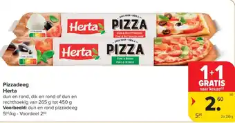Carrefour Pizzadeeg Herta aanbieding