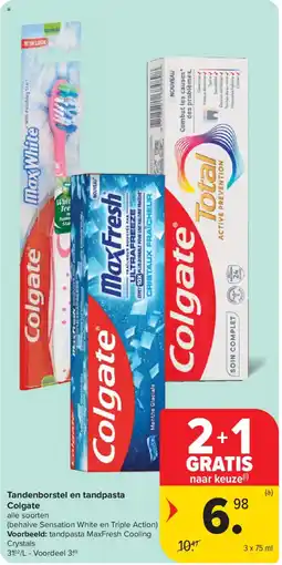 Carrefour Tandenborstel en tandpasta Colgate aanbieding