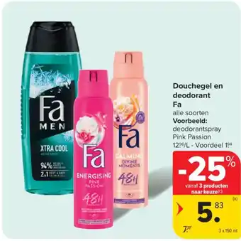 Carrefour Douchegel en deodorant Fa aanbieding