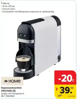 Carrefour Home Espressomachine HSC1140-25 aanbieding