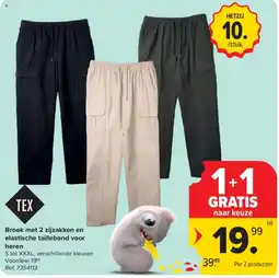 Carrefour Broek met 2 zijzakken en elastische tailleband voor heren aanbieding
