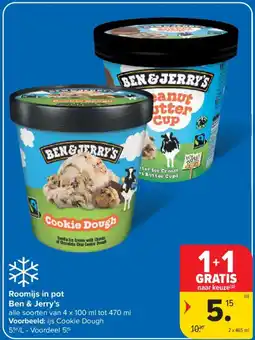 Carrefour Roomijs in pot Ben & Jerry's aanbieding